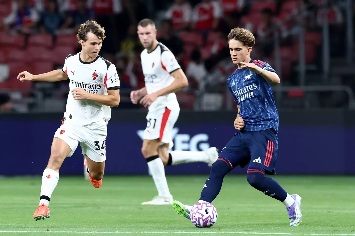 Dowman impressed against AC Milan on Wednesday. Image credit: Getty