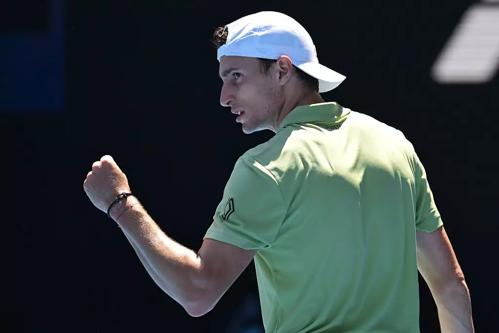 Humbert stopped to check his phone at the Open Occitanie (Image: Getty)