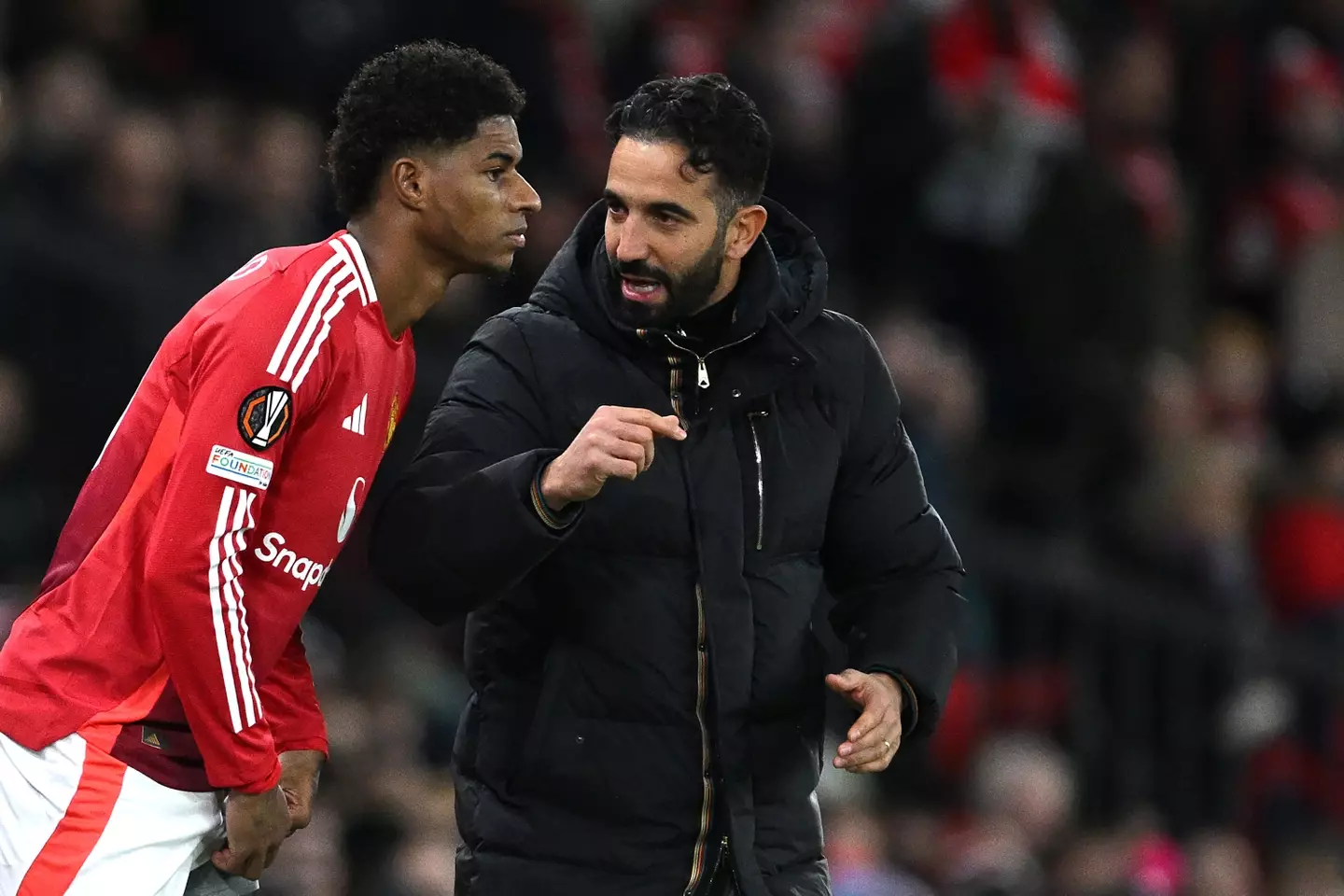 Marcus Rashford and Ruben Amorim. (Image: Getty)