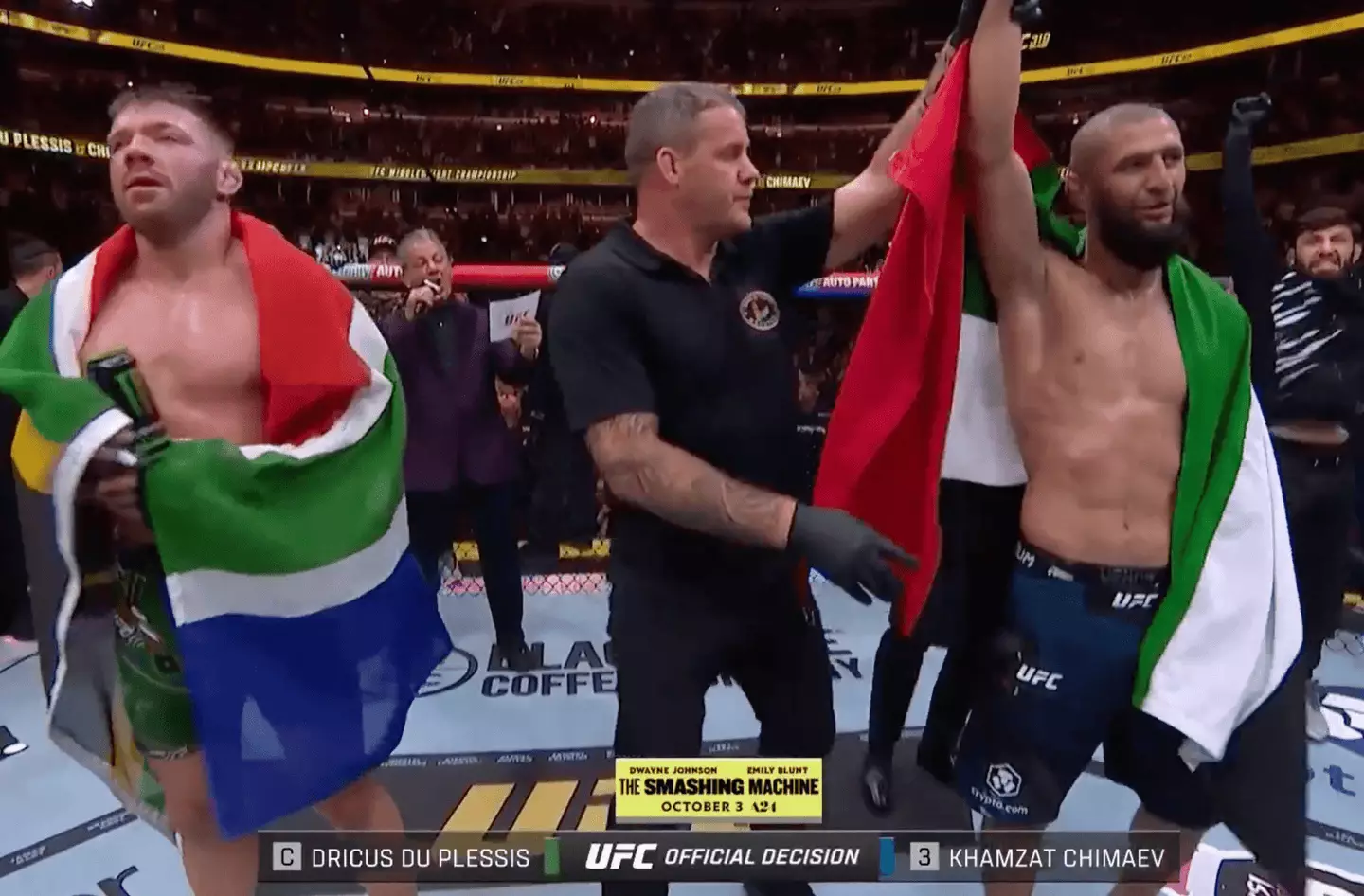 Chimaev defeated Du Plessis via decision (Image: UFC)