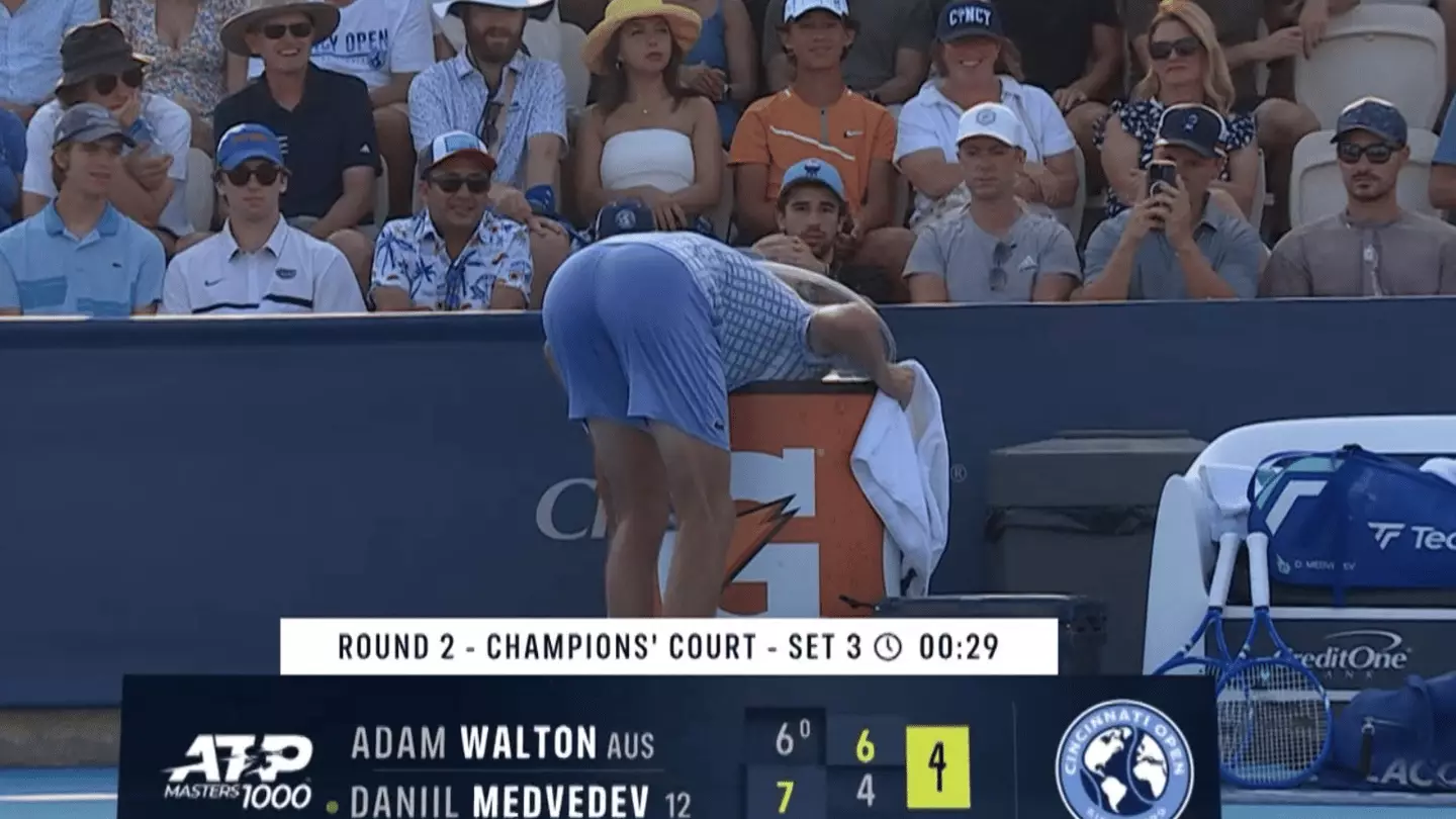 Daniil Medvedev's bizarre behaviour spotted during shock defeat to world no 85 at Cincinnati Open