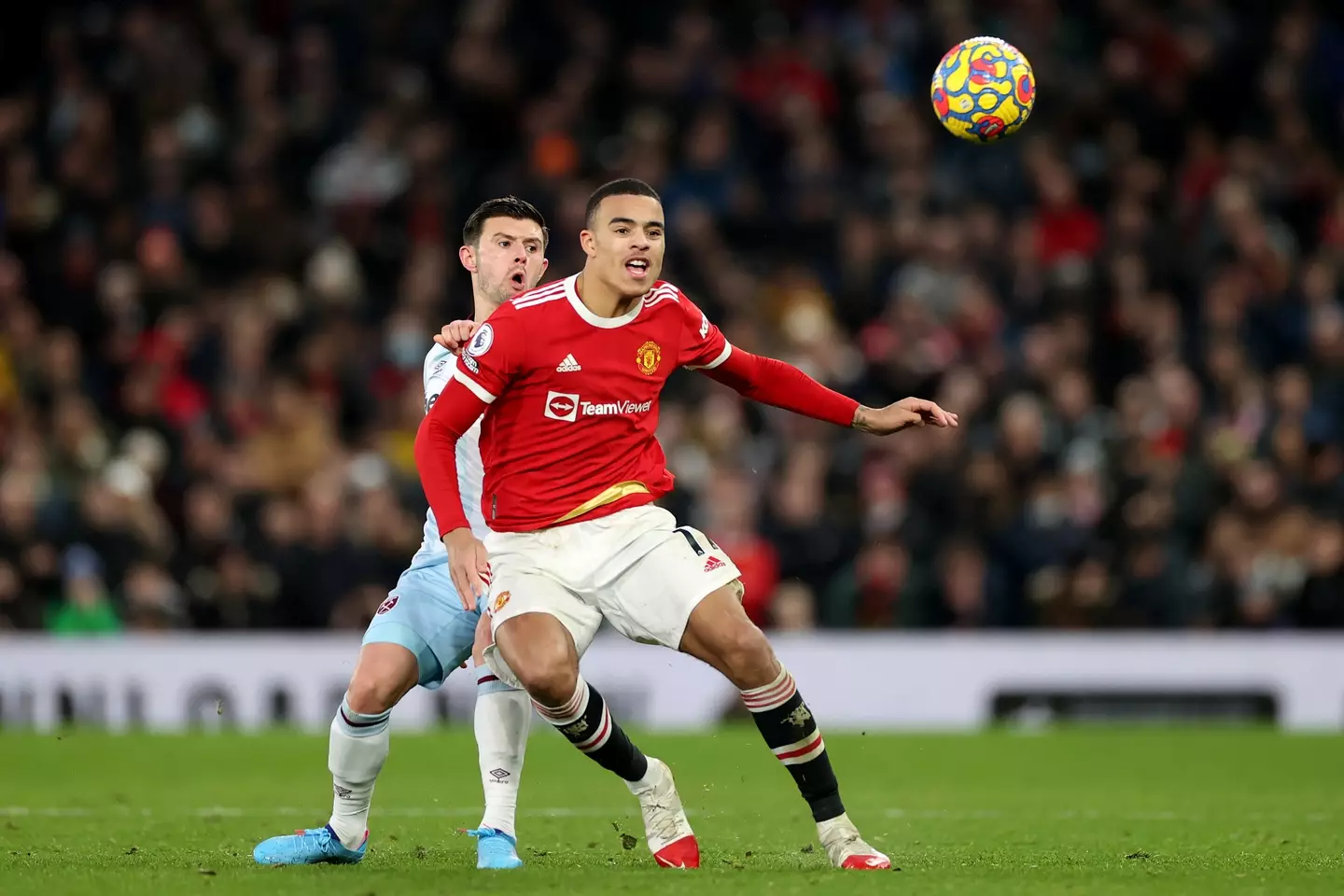 Mason Greenwood in action for Manchester United. Image: Getty
