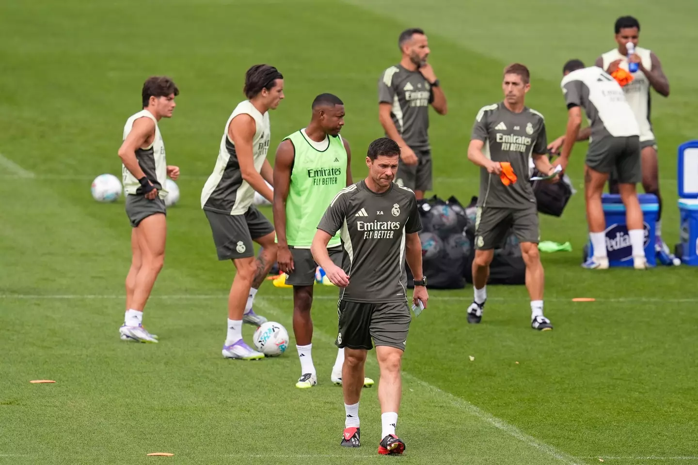 Xabi Alonso during a Real Madrid training session ahead of their league clash against Osasuna. Image: Getty