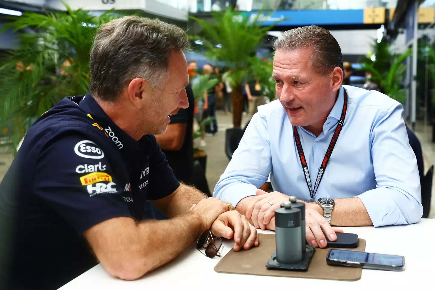 Christian Horner and Jos Verstappen during the 2024 Brazilian Grand Prix. Image: Getty