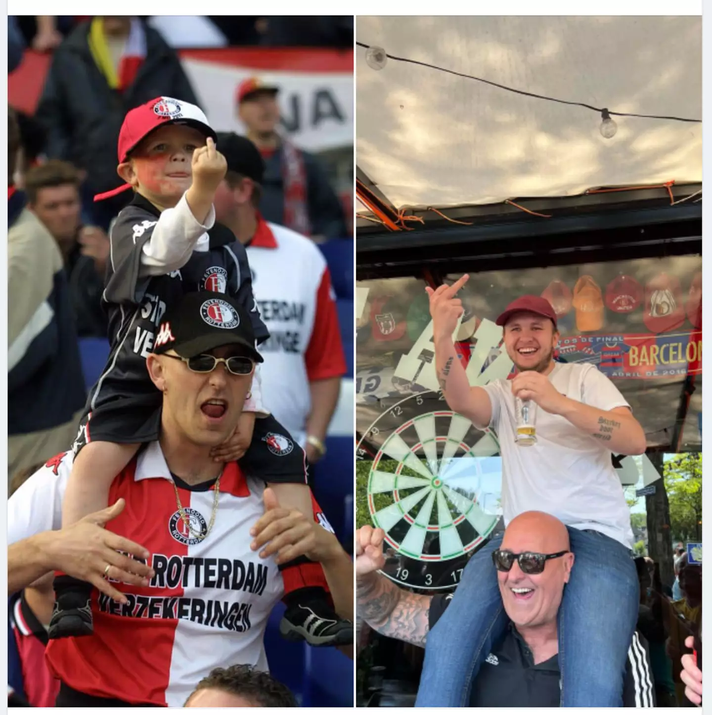 Mikey has the words 'You'll Never Walk Alone' on his arm – the anthem sang by Feyenoord fans in their Europa Conference League semi-final win against Marseille last month. Image credit: Facebook