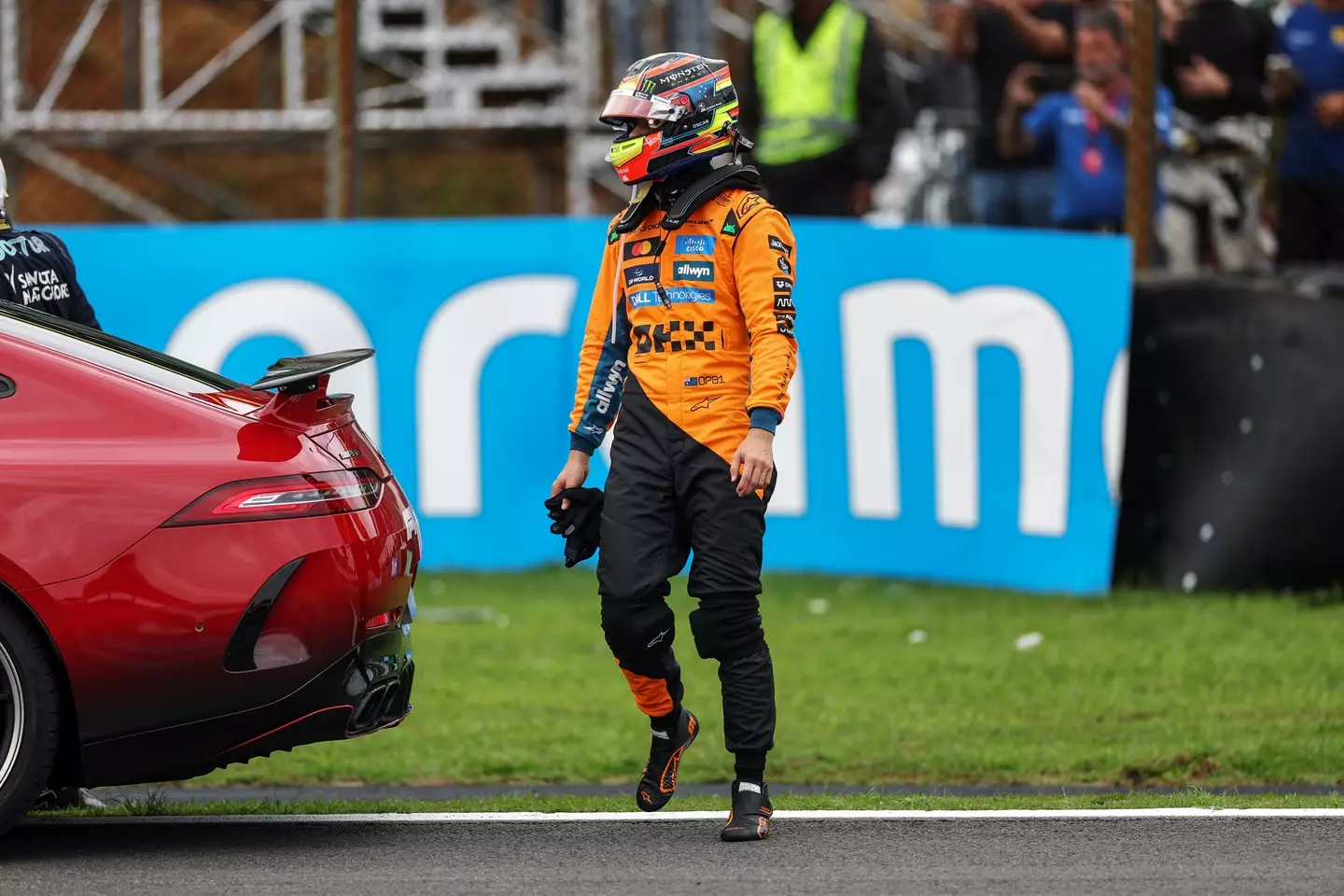 Oscar Piastri crashed out of the sprint race in Brazil (Image: Getty)
