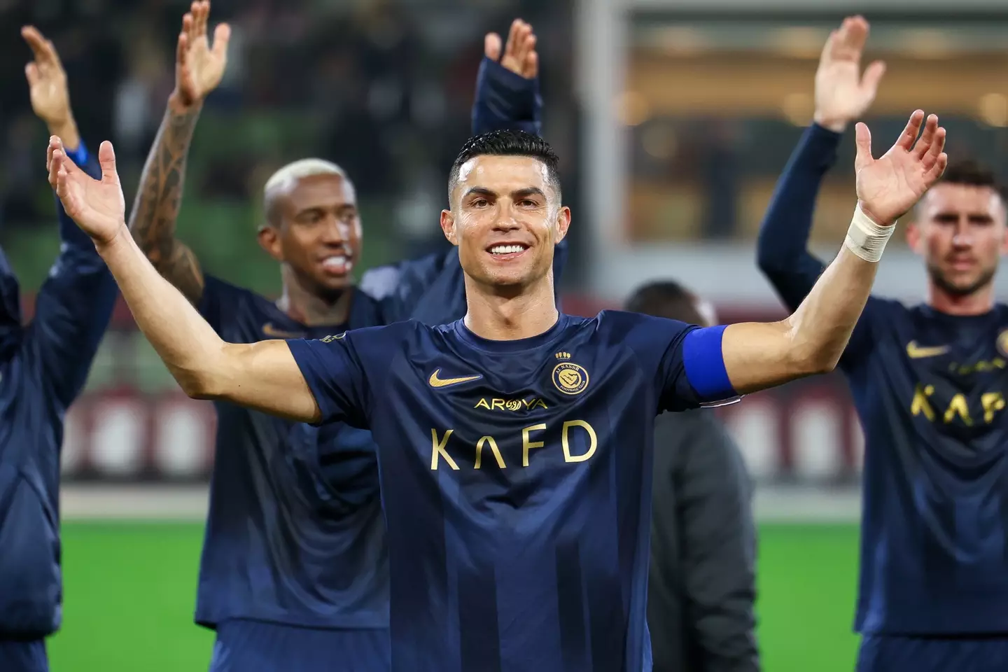 Cristiano Ronaldo celebrates an Al Nassr victory. Image: Getty
