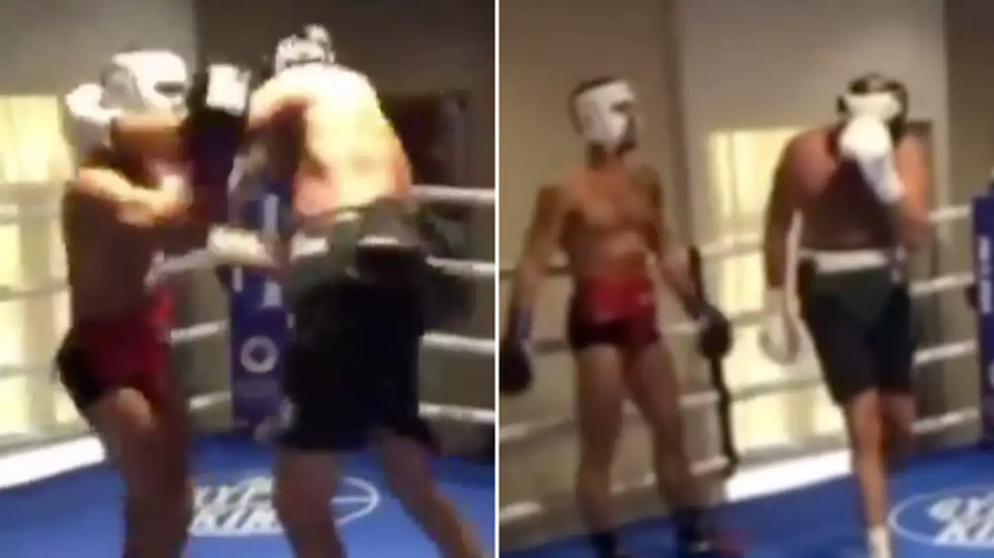 Viral footage of Tyson Fury sparring before Oleksandr Usyk fight shows alleged moment he suffered 'freak cut'