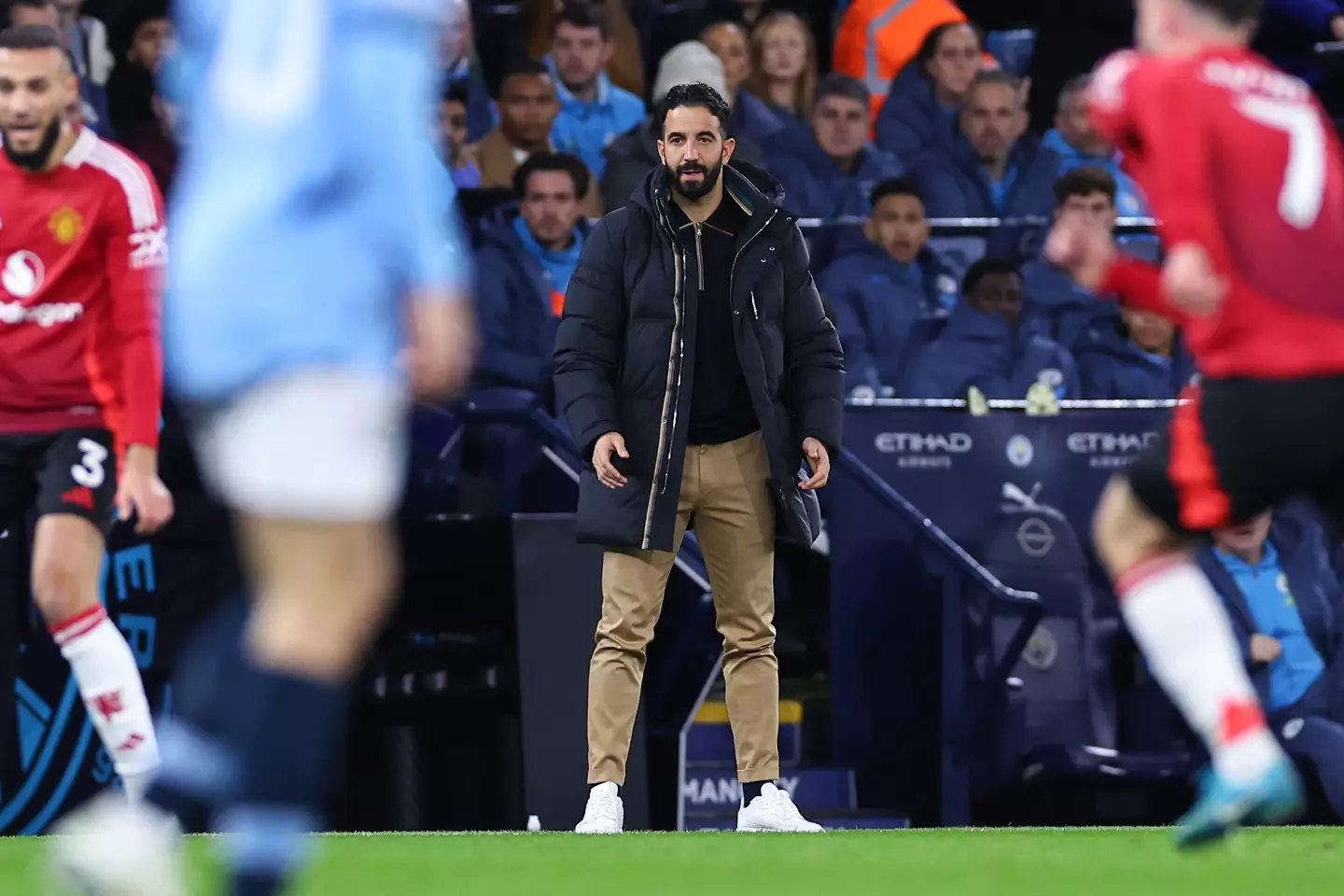 Ruben Amorim's Manchester United XI against Manchester City was leaked ahead of kick-off. Image: Getty