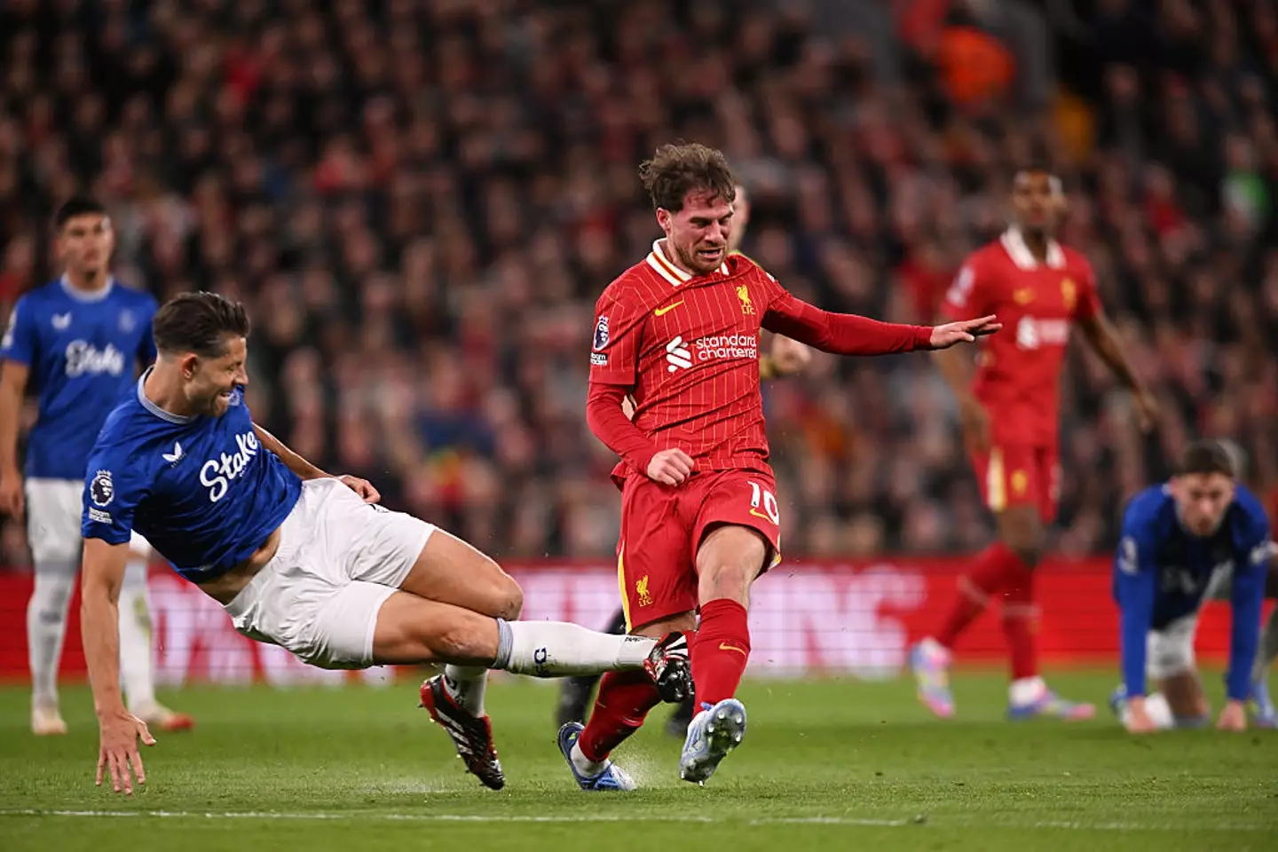 James Tarkowski's tackle on Alexis Mac Allister (Credit:Getty)