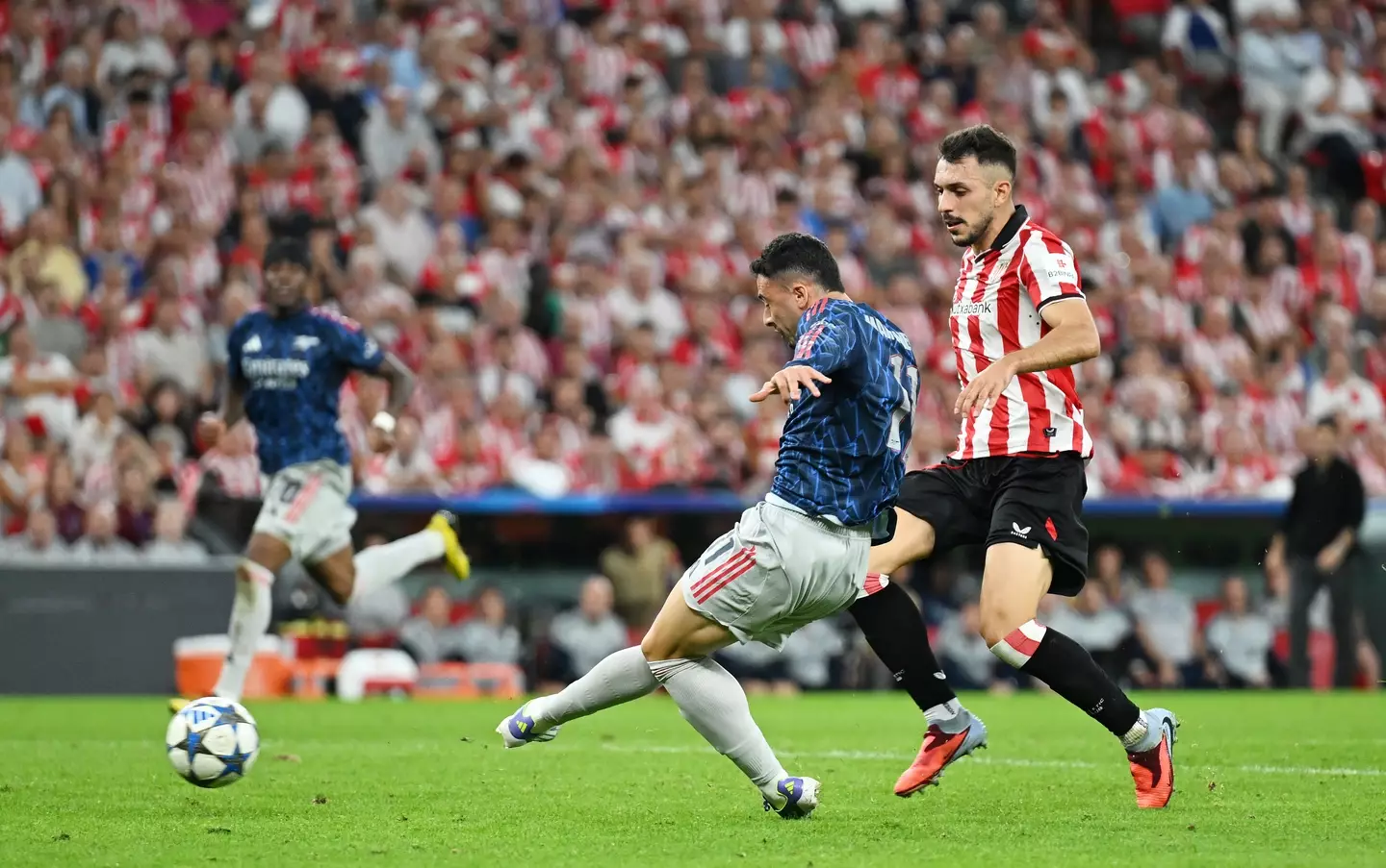 Gabriel Martinelli scores against Athletic Club. Image: David Price / Contributor via Getty