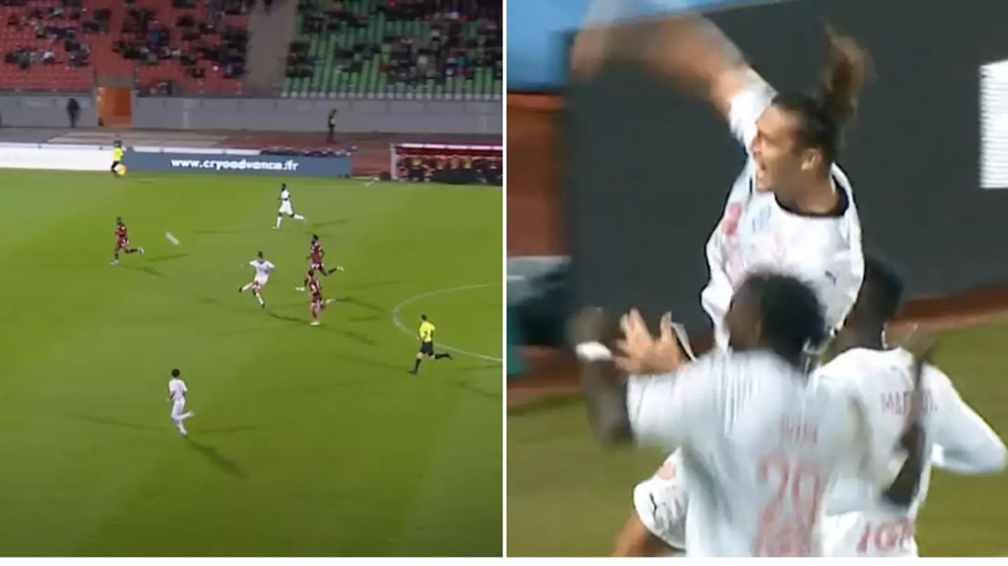 Andy Carroll scores the most ridiculous goal from 40 yards, he's loving life in France