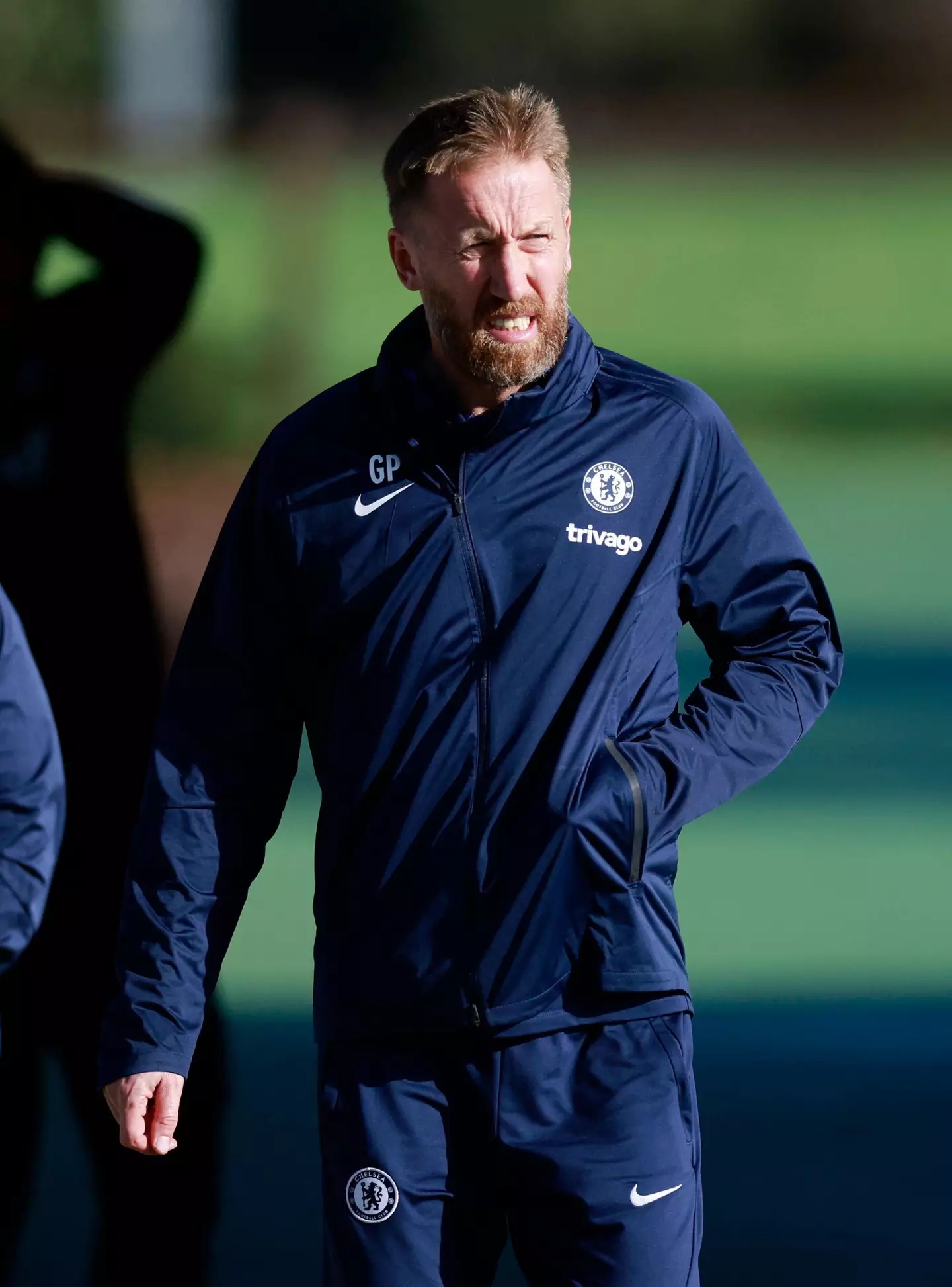 Chelsea manager Graham Potter during training. (Alamy)