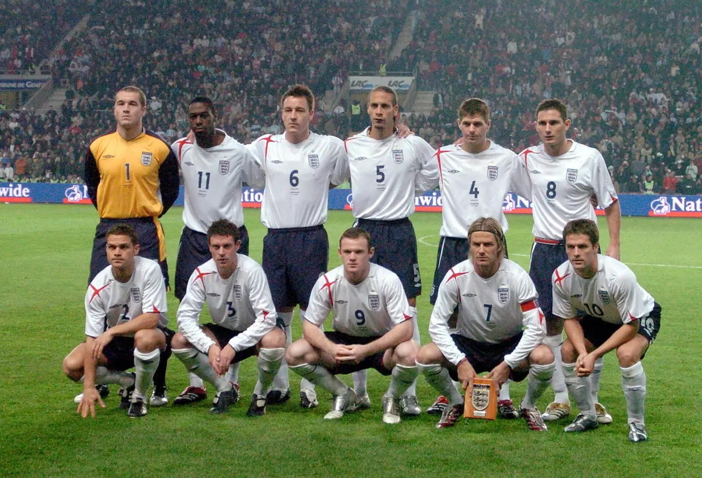Steven Gerrard and Frank Lampard line up for England against Argentina. Image: Getty