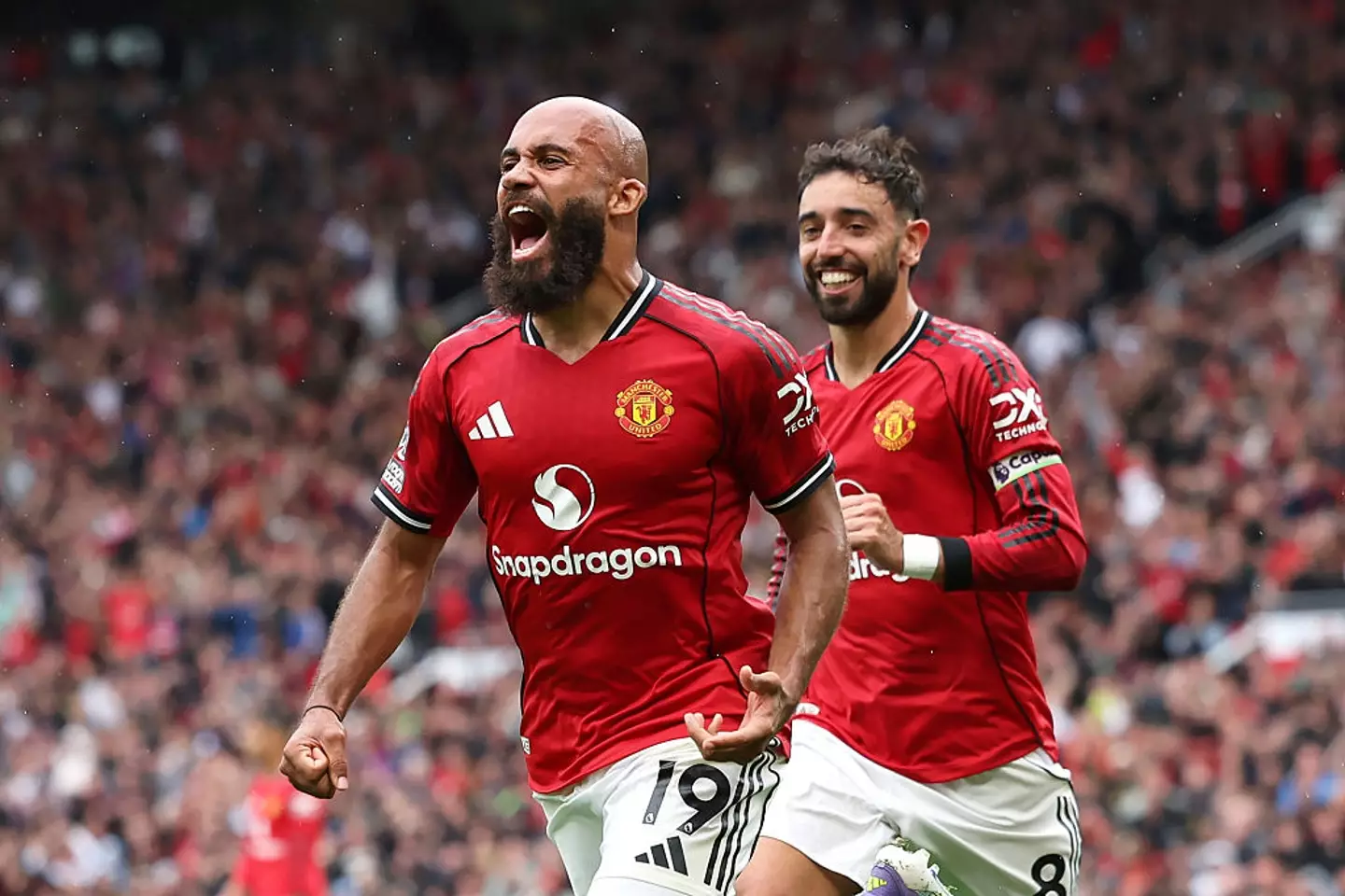 Bryan Mbeumo and Bruno Fernandes have both scored for United in the Champions League this season. (Image: Matt McNulty/Getty Images)