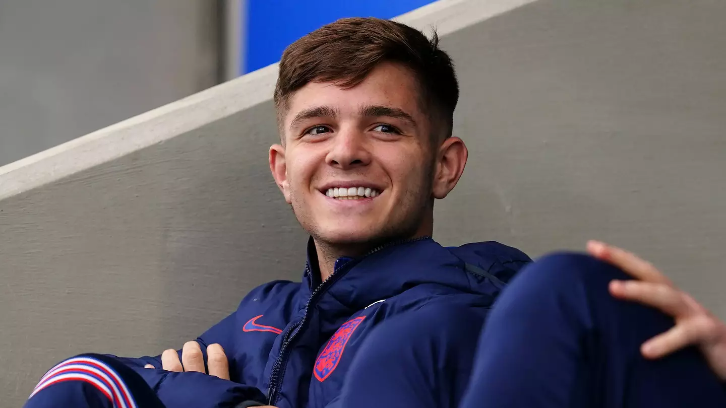 James McAtee on international duty with England.