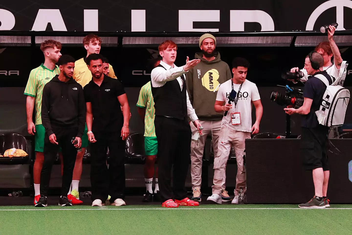Popular streamer AngryGinge has worn Lightning McQueen themed crocs for all of his side's Baller League matches. (Image: Getty)