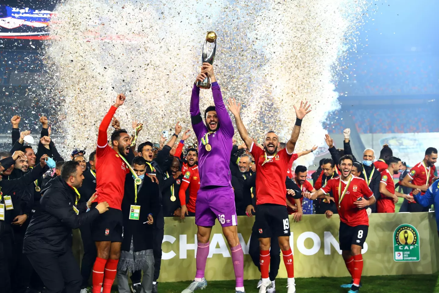 Al Ahly with the CAF Champions League trophy in 2020. Image: PA Images