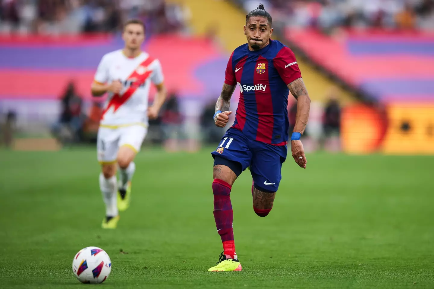 Raphinha in action for Barcelona. Image: Getty