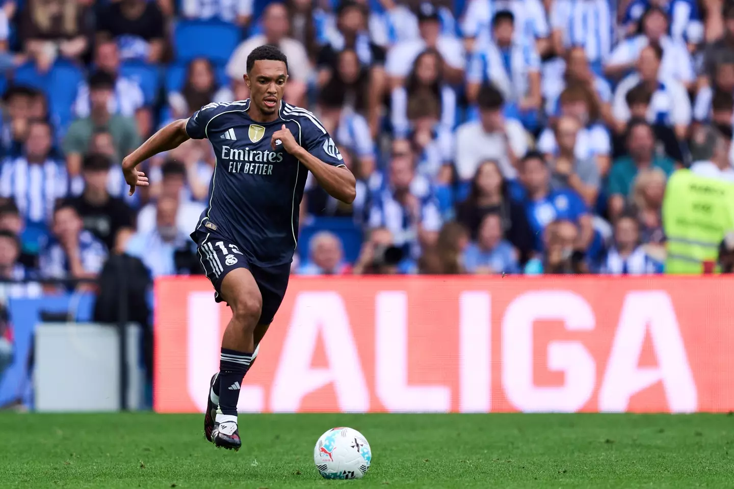 Trent Alexander-Arnold in action against Real Sociedad. Image: Getty