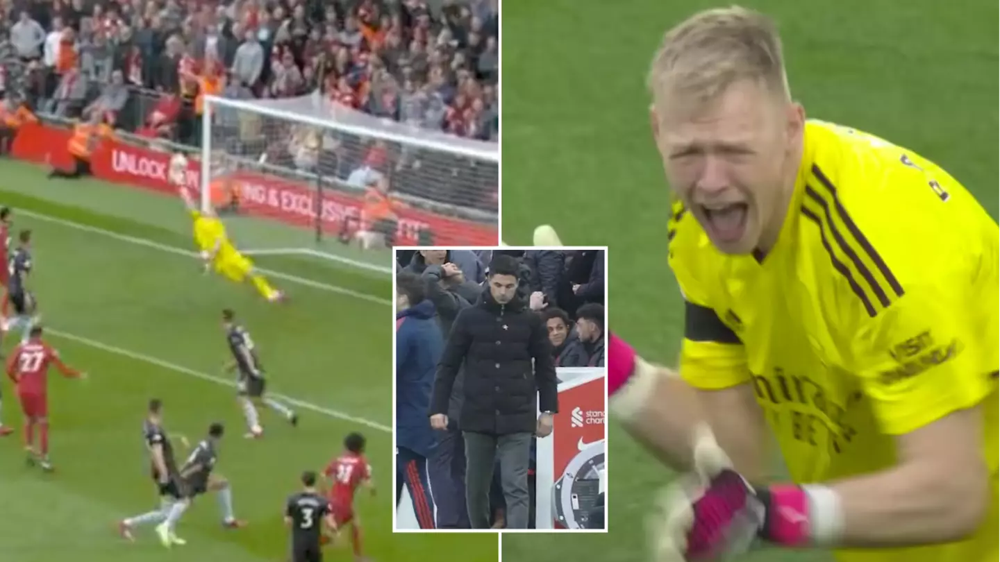New angle shows Mikel Arteta's reaction to Aaron Ramsdale save, it sums up the game perfectly