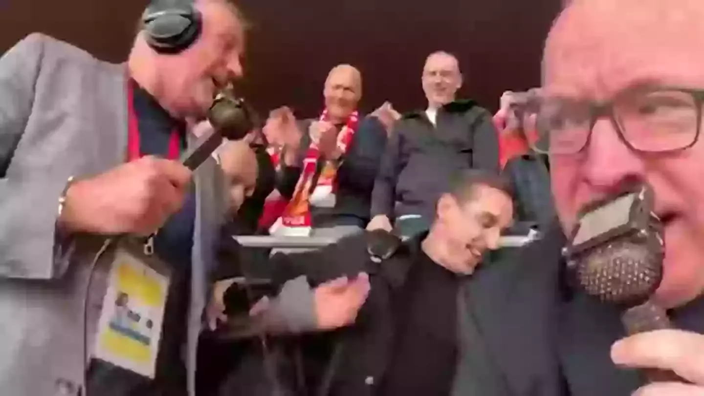 Gary Neville wasted no time in leaving Anfield on Sunday. Image: X/@LFC