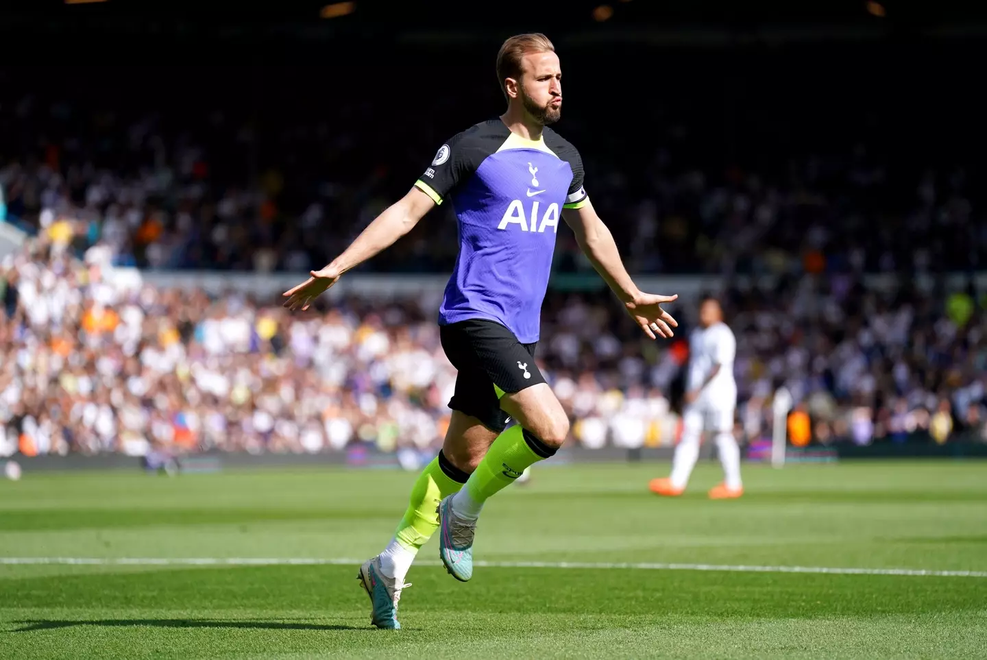 Harry Kane celebrates scoring a goal for Tottenham. (Image credit: Alamy)