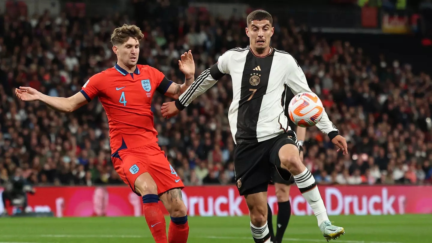 England's John Stones and Germany's Kai Havertz (Image: DPA picture alliance / Alamy)
