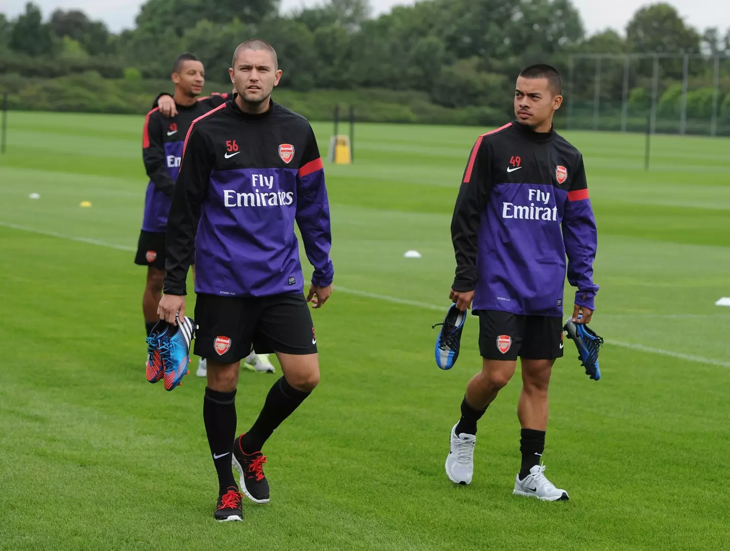 Henri Lansbury in Arsenal training. Image: Getty 