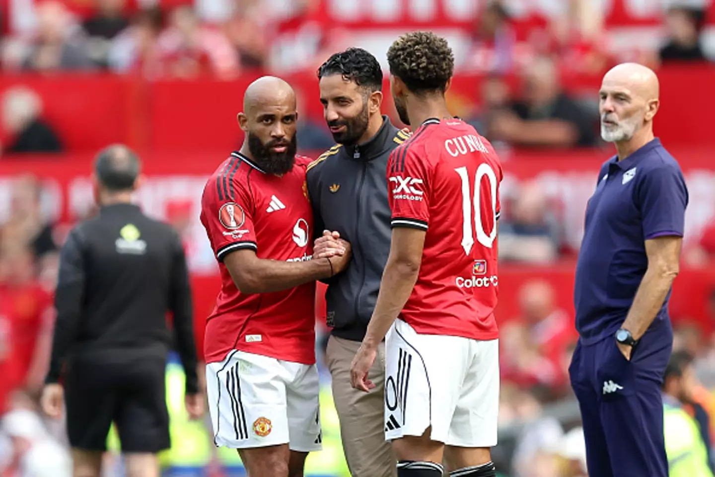 Mbeumo (left) signed for United from Brentford in the summer window (Image: Getty)