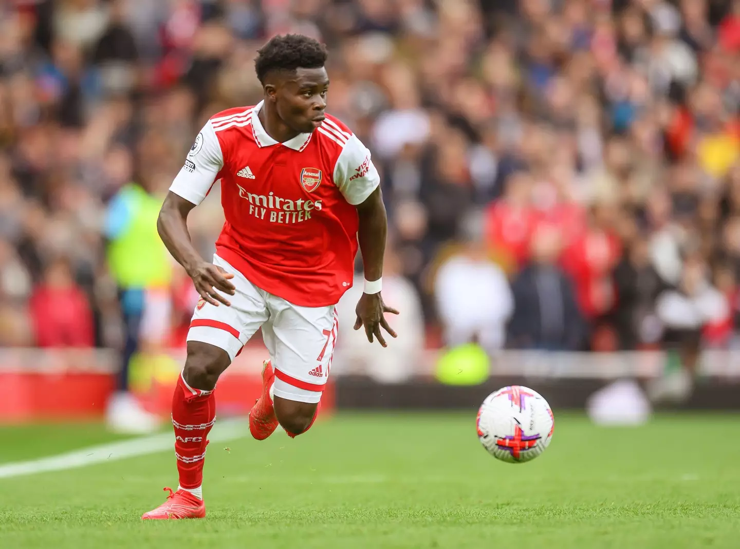 Bukayo Saka in action for Arsenal. Image: Alamy 