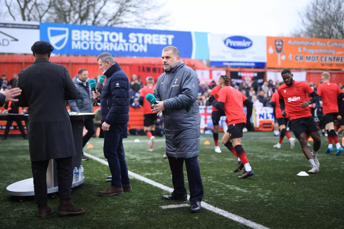 Spurs manager Ange Postecoglou being interviewed by ITV Sport in January (Image: Getty)
