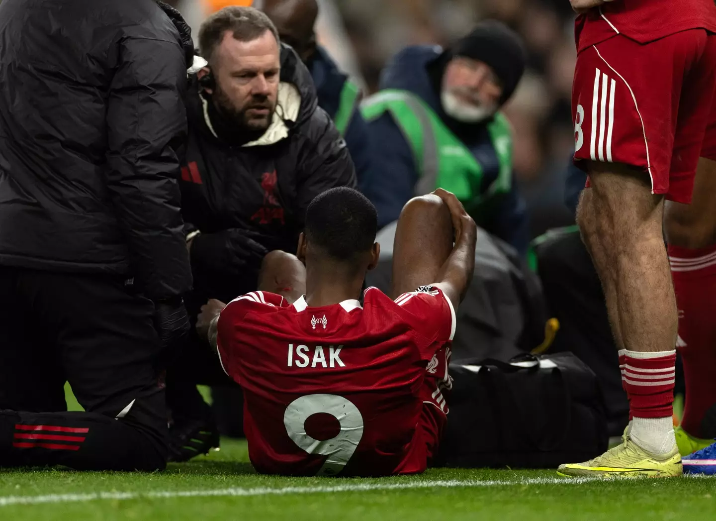 Alexander Isak was forced off with a serious-looking injury. Image: Getty