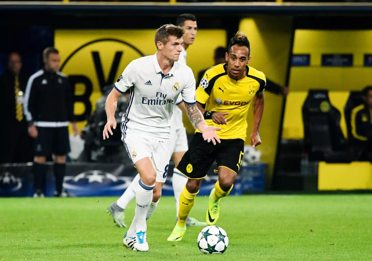 Aubameyang and Kroos played against each other when the former was at Dortmund. Image: PA Images