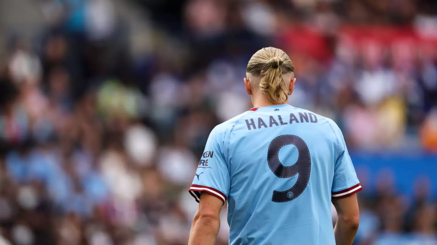 Erling Haaland in action for Manchester City.