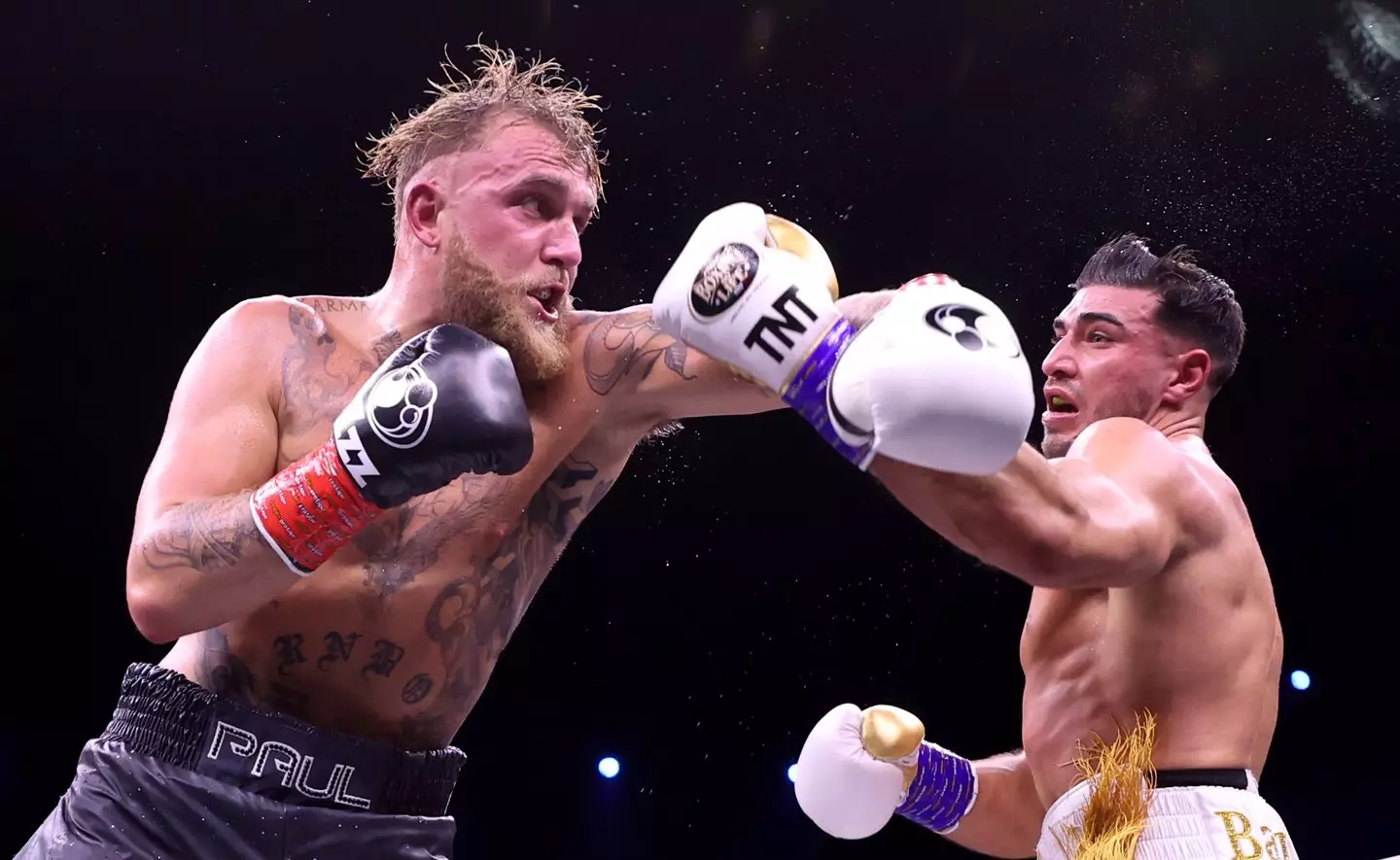 Jake Paul and Tommy Fury during their bout. Image: Getty