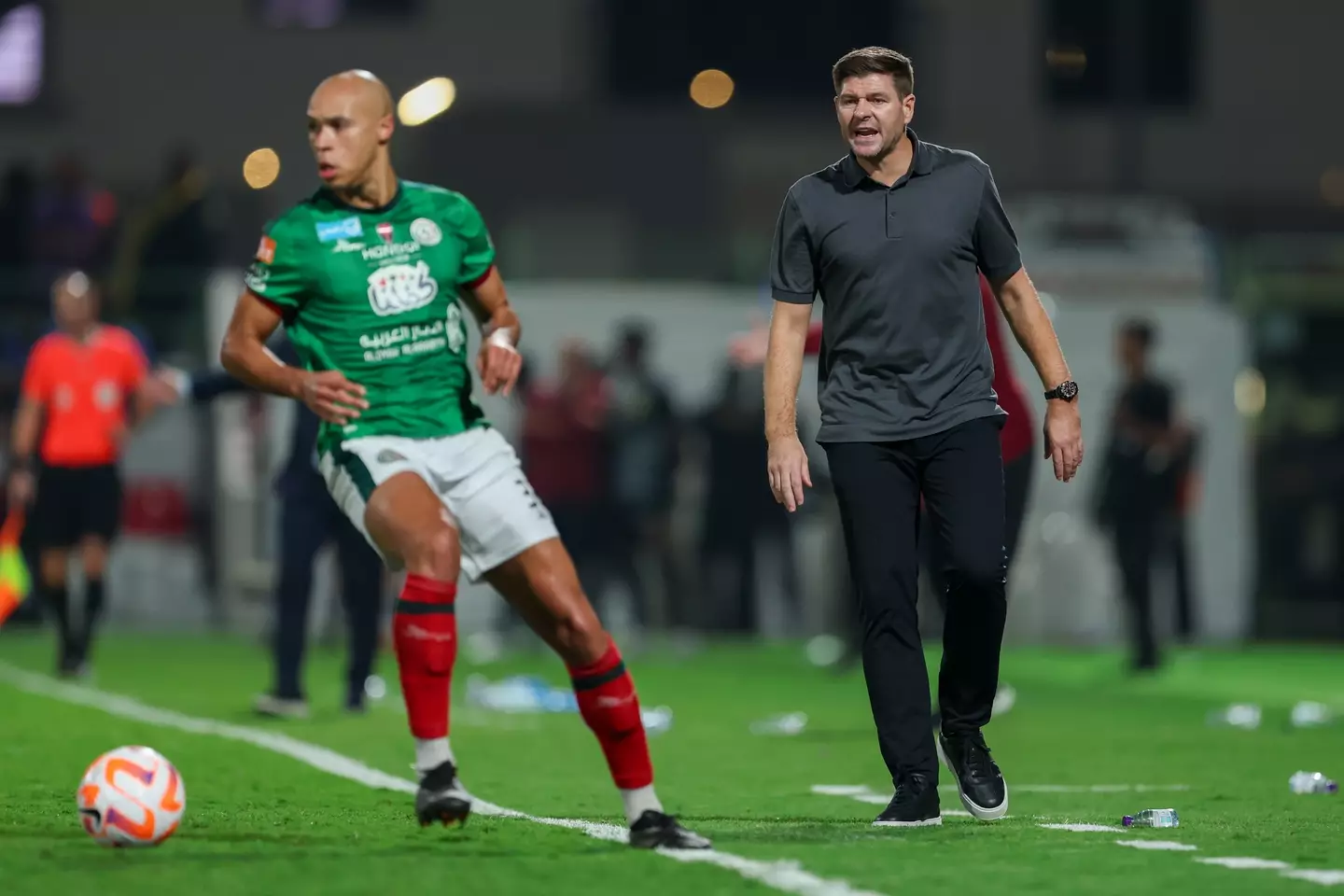 Steven Gerrard during an Al Ettifaq game. Image: Getty 