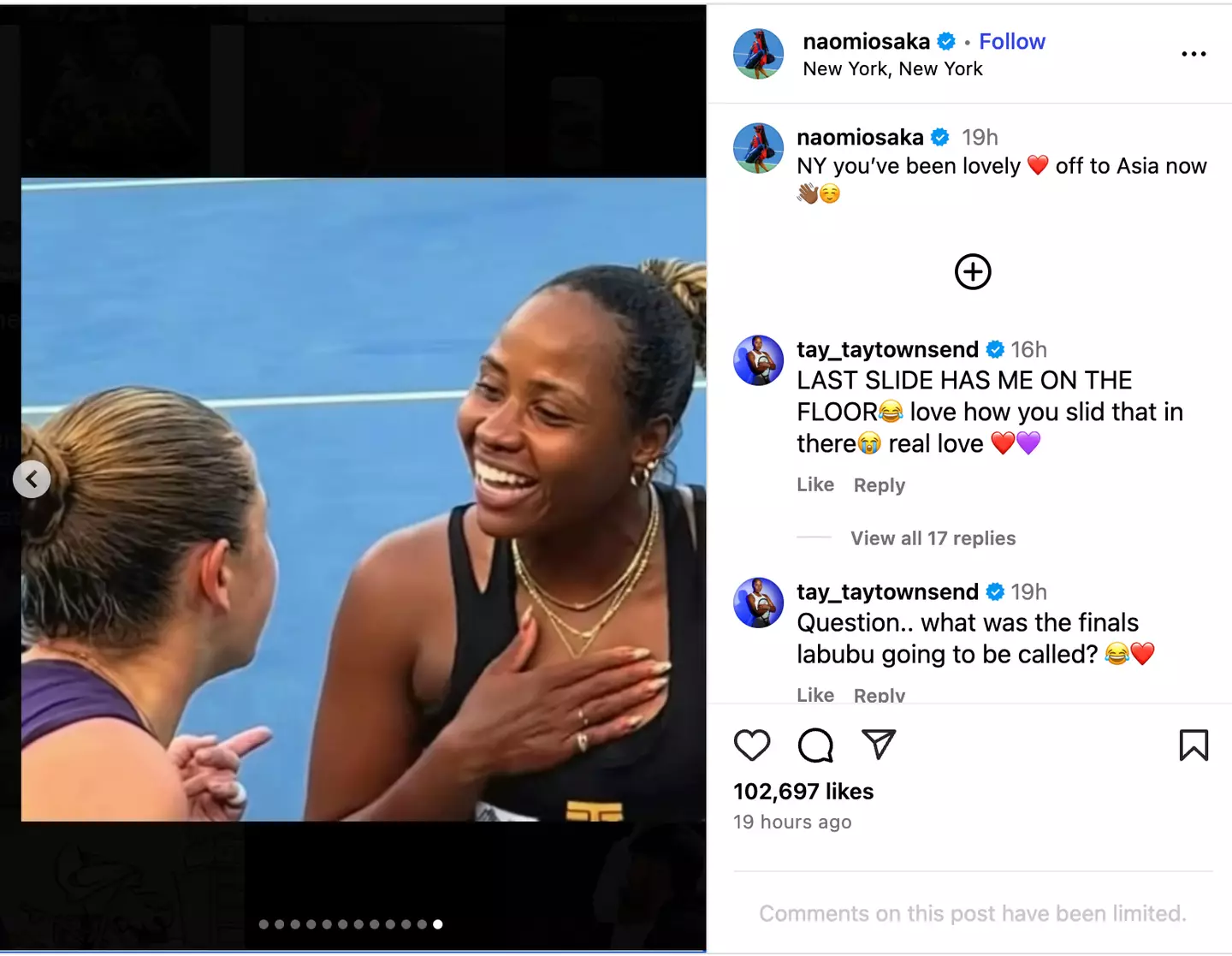 Naomi Osaka posted on Instagram (Credit:Naomi Osaka/IG)