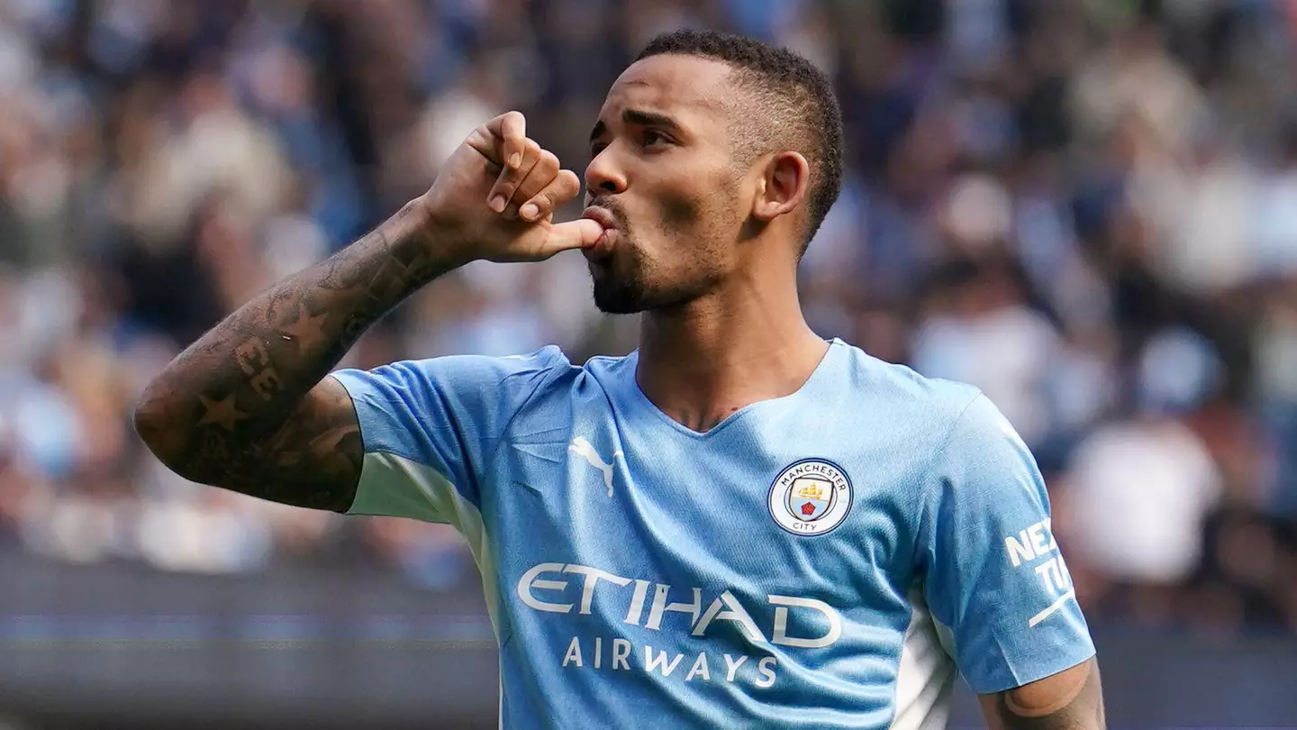 Gabriel Jesus celebrates scoring for Manchester City against Wolves