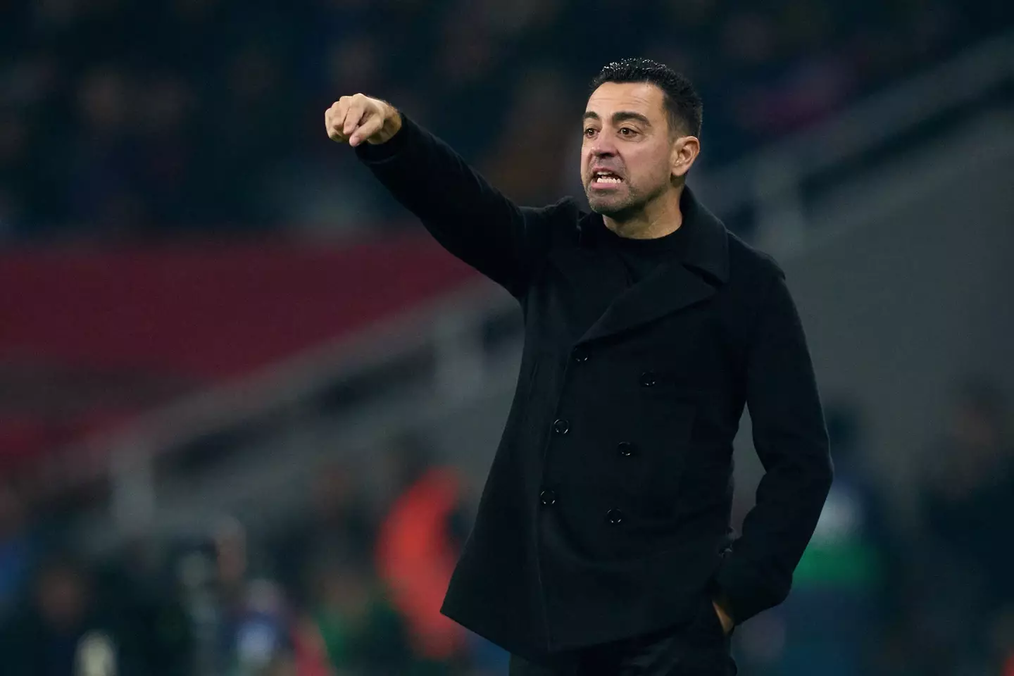 Xavi on the touchline during Barcelona's game against Villarreal. Image: Getty