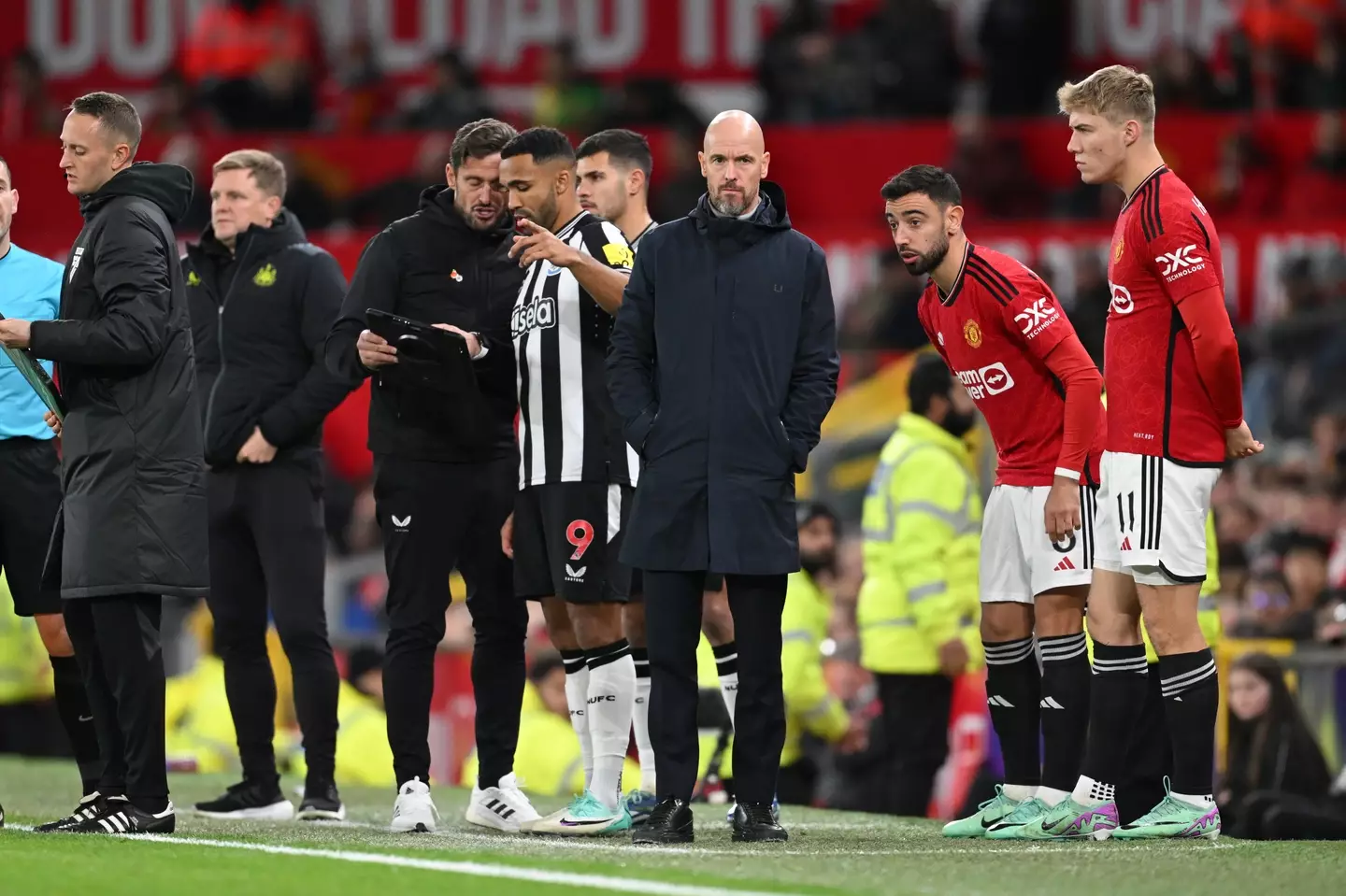 Erik ten Hag watches on from the touchline. Image: Getty 