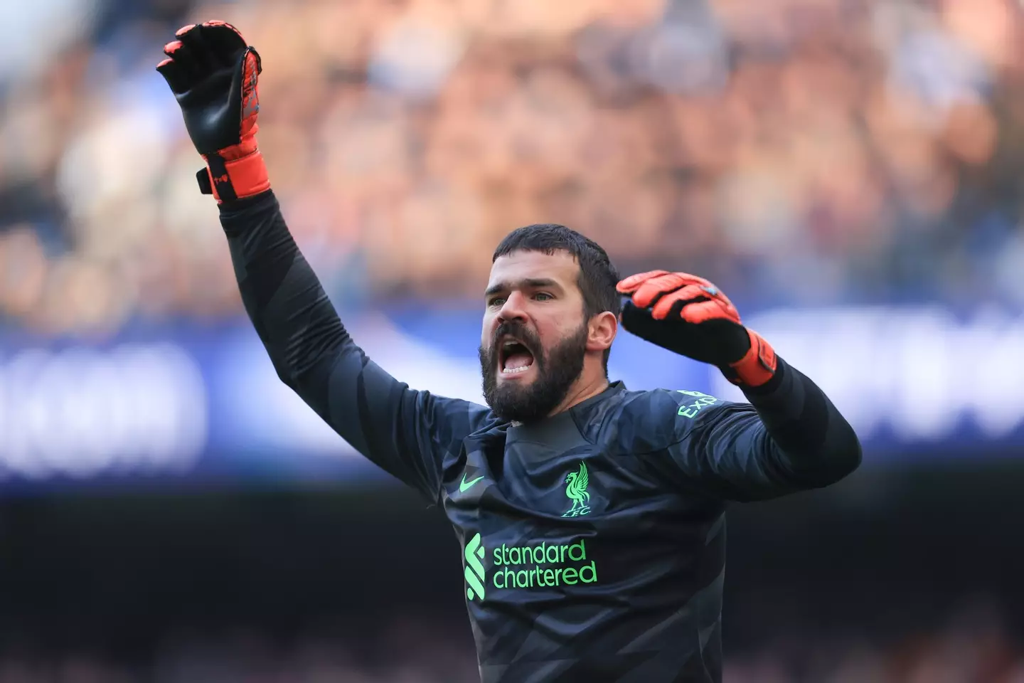 Alisson had a tricky opening 45 minutes against Manchester City. (Image