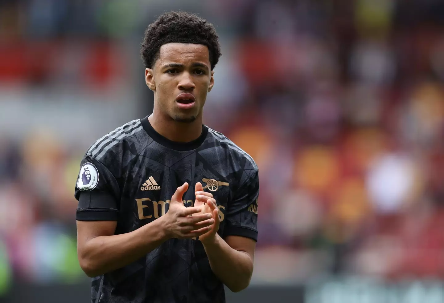 Nwaneri applauds the fans at full time. Image: Alamy