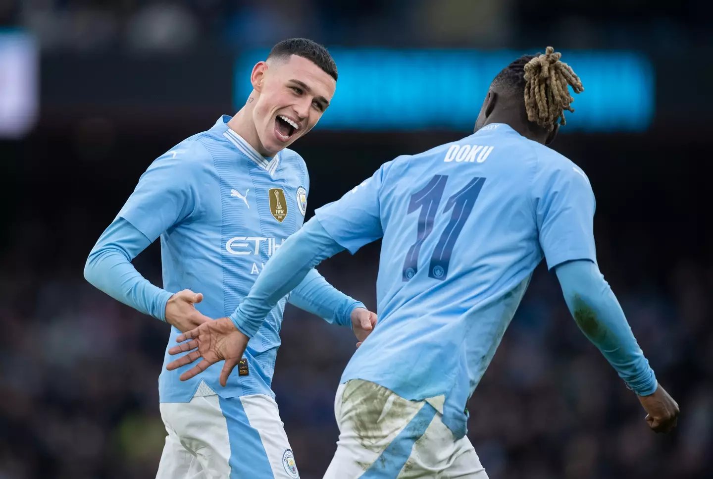 Phil Foden scored twice for Manchester City in the win over Huddersfield Town. (