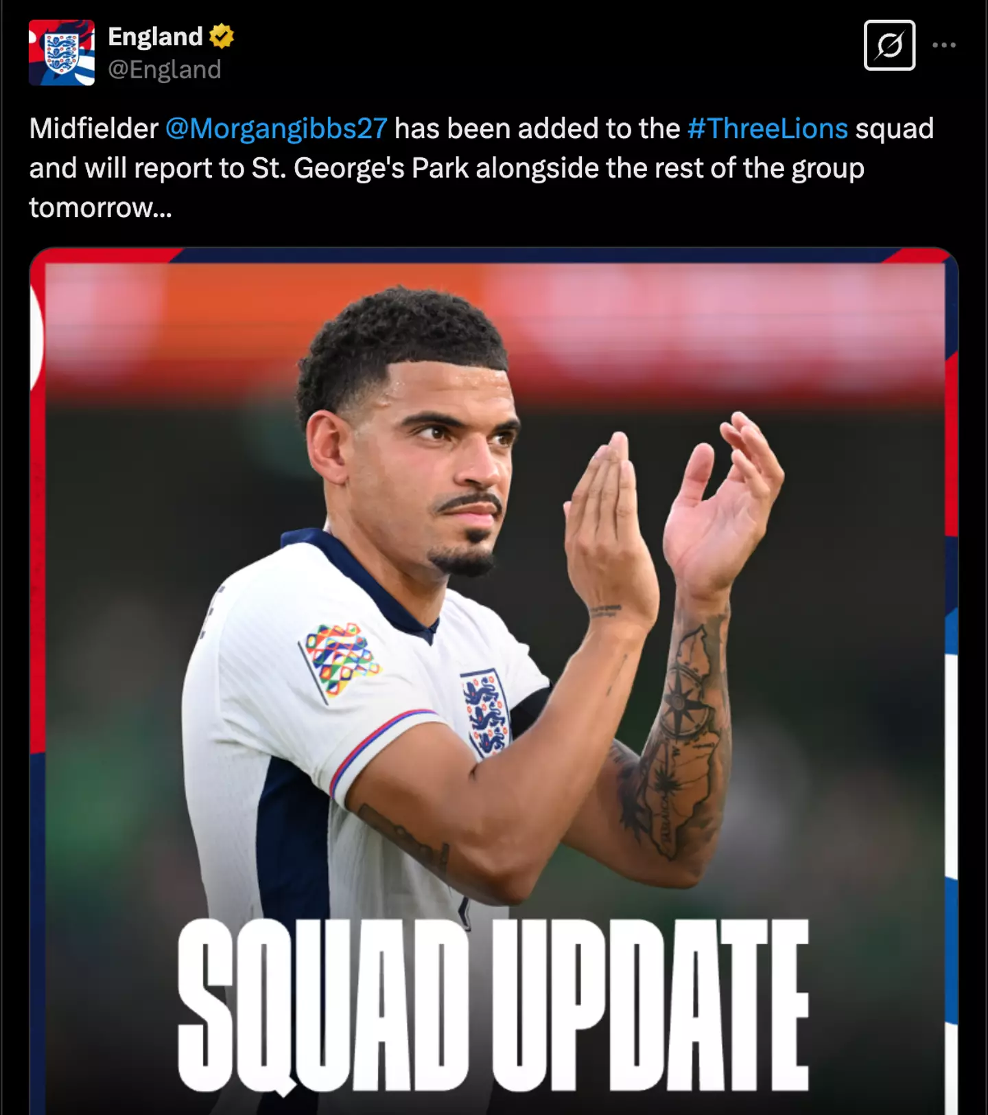 Morgan Gibbs-White has been called up to the England squad by Thomas Tuchel (Image: Getty)