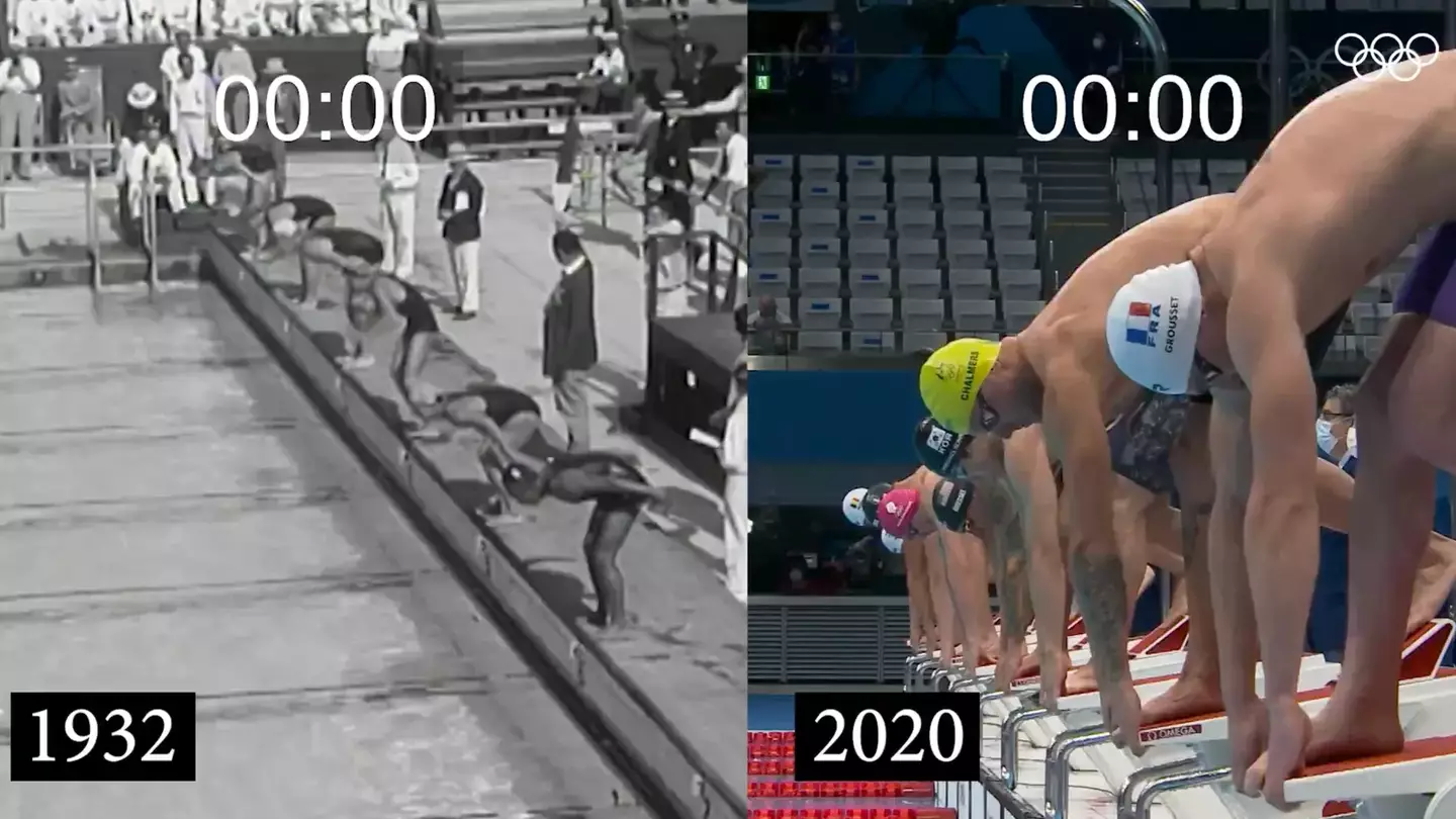 The difference between the men's 100m freestyle finals 88 years apart is fascinating to watch