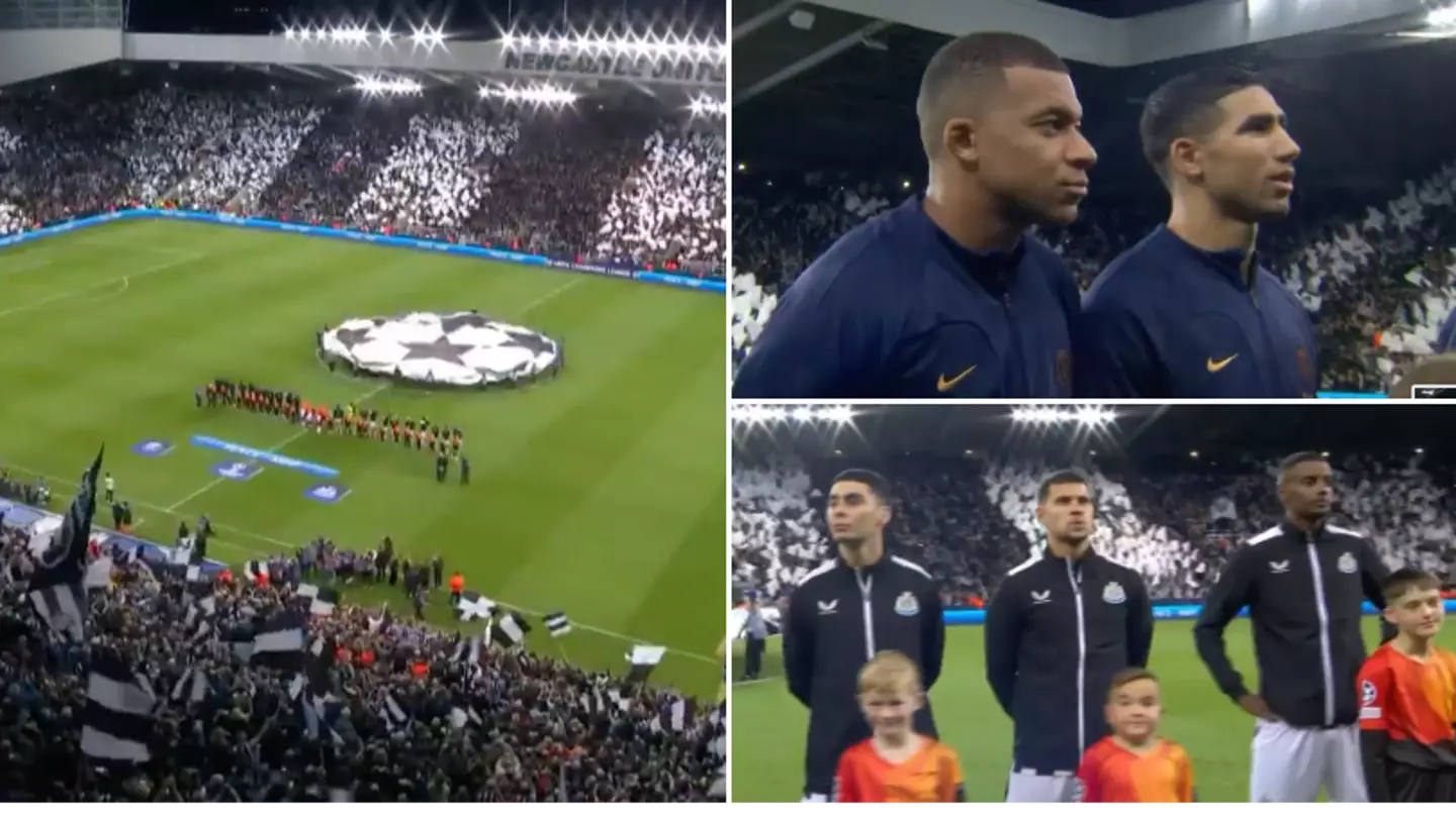 The atmosphere inside St James' Park when the UCL anthem played before PSG game is insane