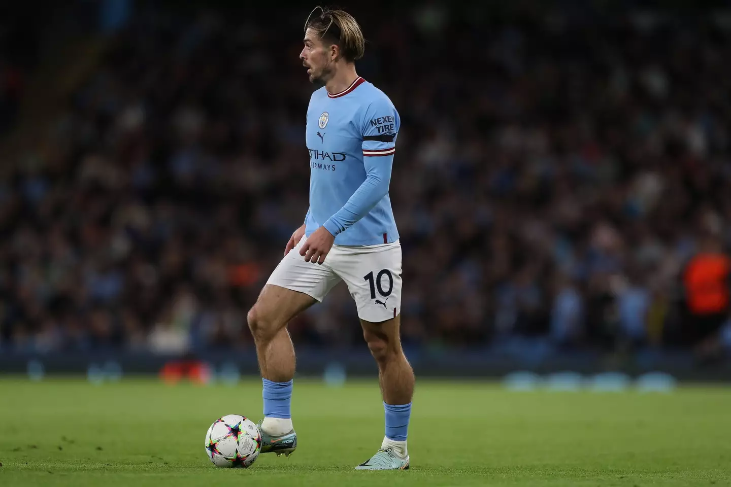 Jack Grealish in Manchester City action against Borussia Dortmund. (MI News & Sport / Alamy)