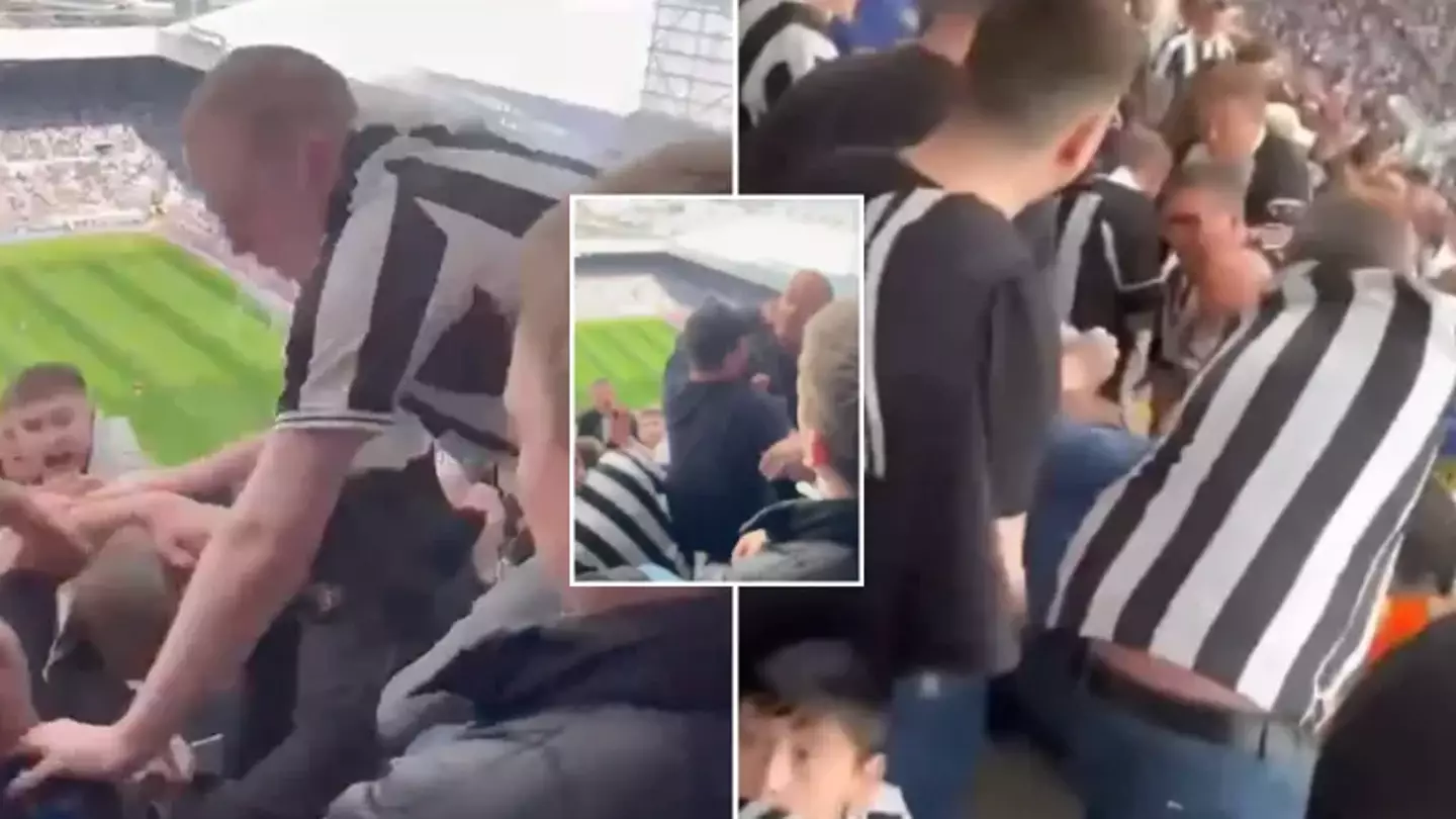 Newcastle fans fight with Arsenal supporter in sickening footage