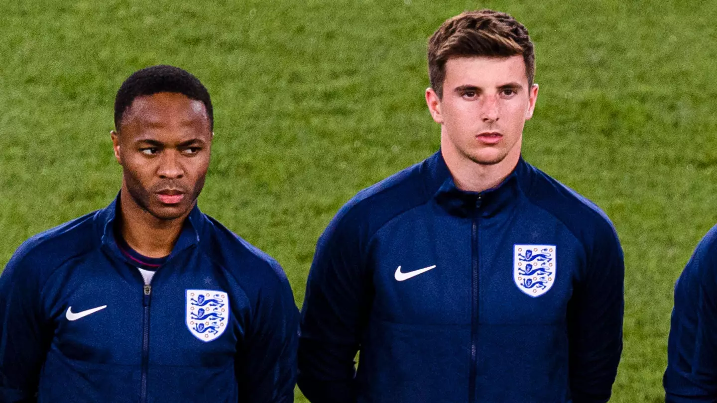 Raheem Sterling and Mason Mount in England action. (Alamy)